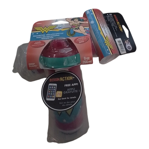 DC Superhero Girls Comic Wonder Woman Retro Insulated Sippy Cup 2 Pk NWT - Picture 13 of 13